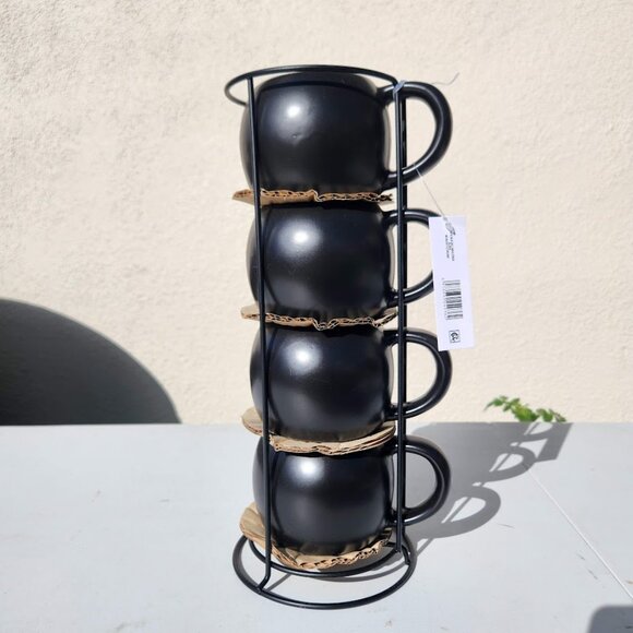 NEW Skull Mug Set of 4 Stackable Mugs Dia De Los Muertos Skulls Halloween Stonew - Picture 10 of 16